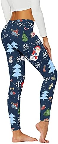 ZDFER Noel Yoga Pantolon Kadınlar için, Popo Kaldırma Noel Noel Baba Baskı Egzersiz Tayt Karın Kontrol Yoga Tayt
