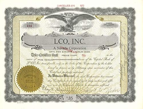 LCO, Inc. - Stok Sertifikası