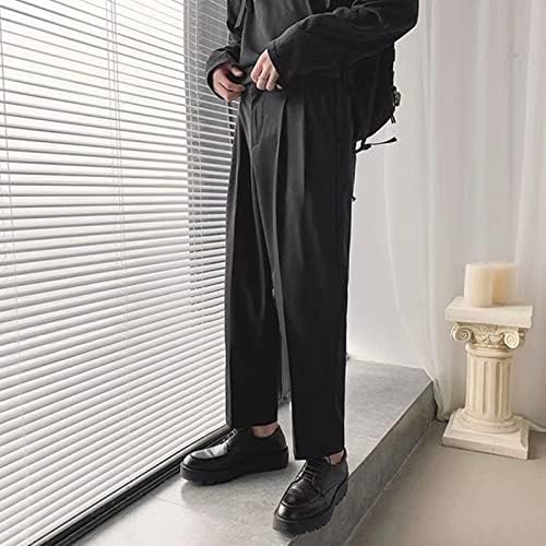 Maiyifu-GJ erkek Düz Fit Streç Pantolon Klasik Rahat Geniş Bacak Takım Elbise Pantolon Düz Renk Hafif İş Pantolonu