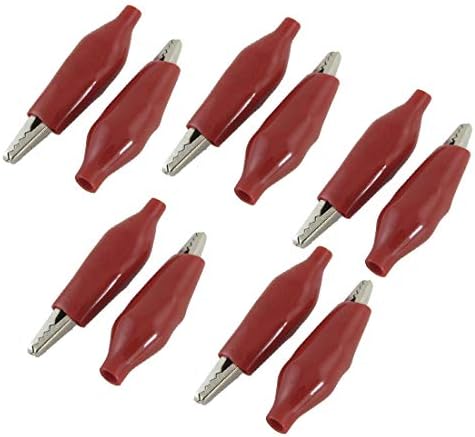 New Lon0167 10 Pcs Red Cover 45mm Alligator Clip Clamp for Testing Probe(10 Stück rote Abdeckung 45mm Krokodilklemme