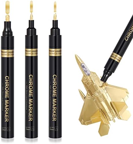 SCQAIZRX altın krom boya kalemi işaretleyiciler: 3 kalıcı sanat sıvı krom işaretleyici seti, yansıtıcı parlak metalik