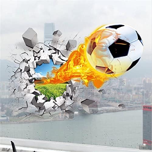 Uçan Yangın Futbol duvar çıkartmaları, Kırma Duvar Yaratıcı 3D Duvar çıkartmaları, Kendinden Yapışkanlı Ateş Topu