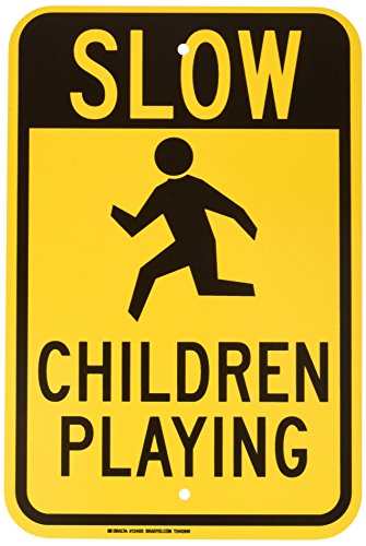 Brady 124435 Trafik Kontrol İşareti, Gösterge Yavaş Oynayan Çocuklar, 18 Yükseklik, 12 Genişlik, Sarı üzerine Siyah