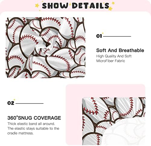 Erkek Kız için sevimli beyzbol Beşik Levhalar Paketi ve Oyun Sayfaları Süper Yumuşak Mini Beşik Levhalar Standart