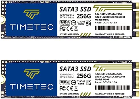 Timetec 256GBx2 (2 Paket) SSD 3D NAND TLC SATA III 6 Gb/s M. 2 2280 NGFF 128TBW Okuma Hızı 550 mb/s'ye kadar SLC Önbellek