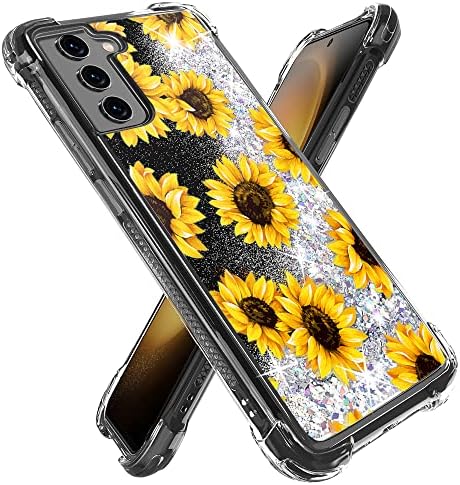 Bayan Sanat Galaxy S22 Artı Durumda, kızlar Kadınlar Akan Sıvı Holografik Holo Glitter Şok Geçirmez Kılıf ile Çiçek