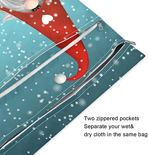 ZZXXB Noel Gnome Çam Ağacı Su geçirmez ıslak Çanta Kullanımlık Bez Bebek Bezi Islak Kuru fermuarlı çanta Cep Seyahat