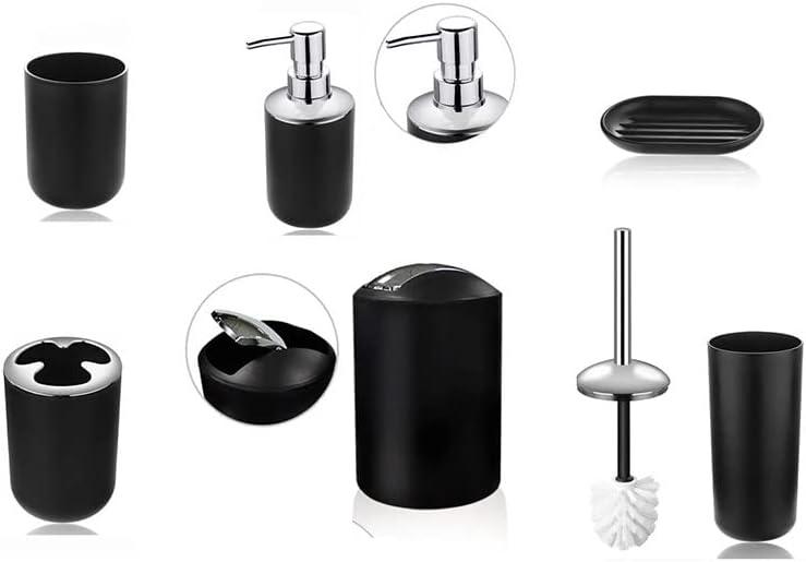 BKDFD 6 Adet Banyo Aksesuarları Seti Diş Fırçası Tutucu Bardak sabunluk Bulaşık Tuvalet Fırçası çöp tenekesi Plastik