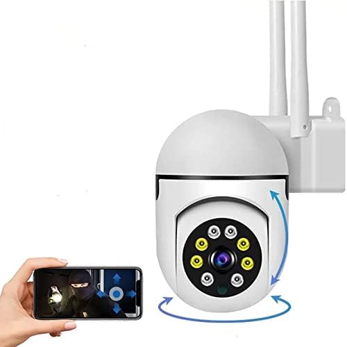 Olixm 2.4 GHz güvenlik kamerası Dış Mekan, WiFi Kamera, Otomatik takip ve ışık alarmı Projektör ve renkli Gece Görüşü,360