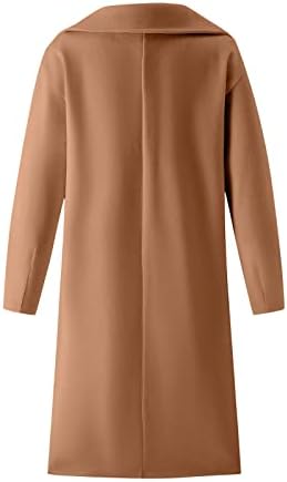 PRDECEXLU Sonbahar Tam Kollu Ceket Kadın İş Uzun Modern Kalın Cep Yaka Ceket Yumuşak Slim Fit Düz Renk Giyim