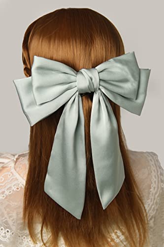 1 adet Büyük Yay Saç Klipleri Saten saç fiyonkları Kadınlar için, Furling Ponponlar Büyük saç fiyonkları Kız Metal