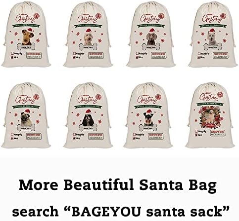 BAGEYOU Komik Airedale Terrier Santa Çuval Kişiselleştirilmiş Köpek kumaş çantalar İpli Noel saklama çantası Mevcut