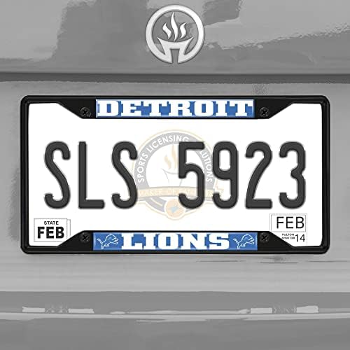 FANMATS 31355 Detroit Lions Metal Plaka Çerçevesi Siyah Kaplama
