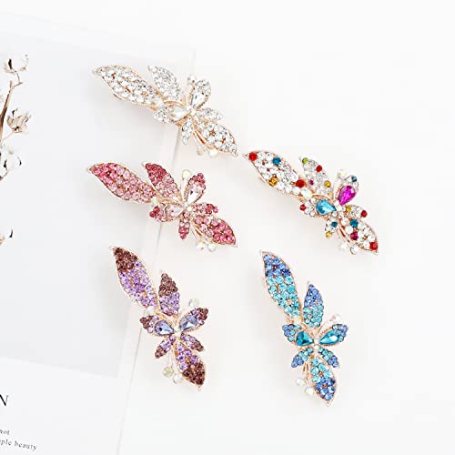 ınSowni 5 Paket Lüks Glitter Sparkly Taşlar Kore Dekoratif Kristaller Rhinestones Kelebek Metal Fransız Tokalarım