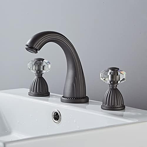 Havza musluk tabancası gri banyo lavabo musluğu 3 delikli geniş Havza musluk sıcak ve soğuk musluk