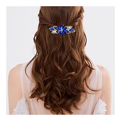 HİÇ İNANÇ düğün suni elmas Çiçek Yaprak Saç Tokası Klip, Zarif Markiz Kristal saç aksesuarları Kadınlar için Mavi