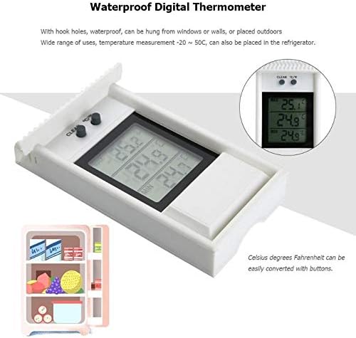 XJJZS Su Geçirmez Dijital Açık Termometre Higrometre Buzdolabı Sıcaklık Nem Ölçer (Renk: Beyaz)