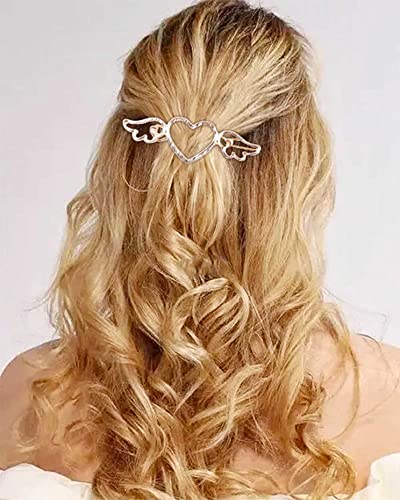 Zeshımb Aşk saç tokası Barrette Melek Kanatları saç tokası Altın Kalp saç tokası Metal saç tokası Tutucu Klipler Dekoratif