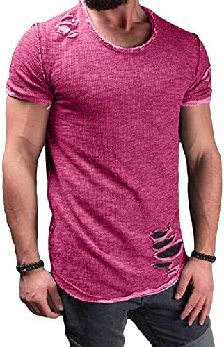Erkek Kas T-Shirt Pilili Raglan Kollu Vücut Geliştirme Spor Tee Delik Kısa Kollu Moda Egzersiz Gömlek