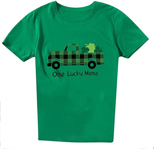 Bayan St Patrick Günü Ekose Leopar Yonca T-Shirt Şanslı Shamrock Grafik Tees Gömlek İrlandalı Festivali Tatil Tops