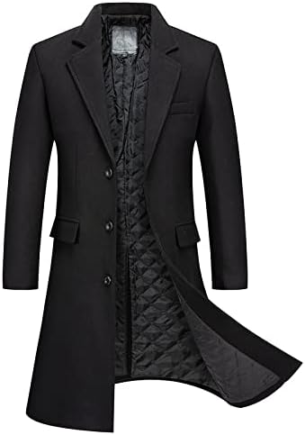 Ceketler Erkekler için İş Orta Uzun Yün Palto Stand Up Yaka Artı Pamuk Kalınlaşmış Sıcak Mont
