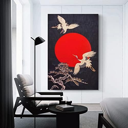 NAYUKO Güneş Ve Kuş Asya Tuval Sanat Duvar Resmi Baskı Modern Aile Dekor 12x18 inç(30x45 cm) asılı oturma odası yatak