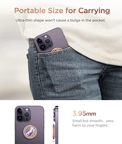 GVİEWİN Mermer Cep Telefonu Halka Tutucu, Manyetik Araç Montajı için Metal Kickstand Kavrama iPhone 14 Pro Max/14