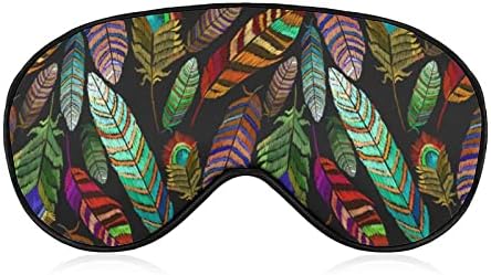 LynaReı uyku maskesi güzel tropikal tavuskuşu tüyleri uyku göz maskesi ayarlanabilir kayış ile körü körüne Renk tüyleri