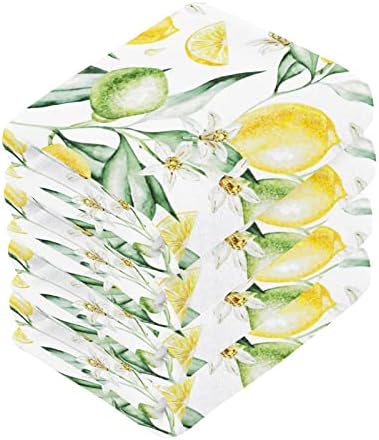 Renkli Suluboya Limon Lif 12x12in Seti, 6 Paket Emici Pamuk Havlu Kare Mutfak Yemekleri Havlu, yumuşak Temizlik Yüz