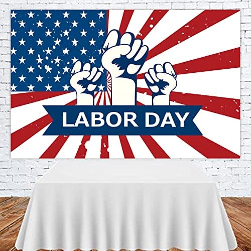 Büyük İşçi Bayramı Afiş, 71x45 inç Amerikan Bayrağı Zemin, Çizgili Yıldız Kutlama Tatil Karşılama Afiş, Vatansever