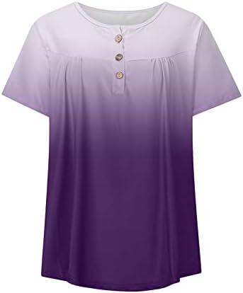 Hediye Düğme Aşağı Üstleri Bayan Kısa Kollu Henley Derin V Boyun Degrade Batik Bluzlar T Shirt Bayanlar 2023