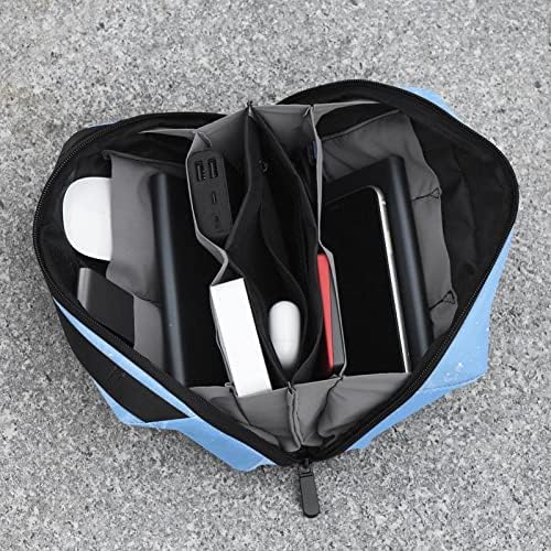 Taşıma çantası Seyahat kılıf çanta USB kablo düzenleyici Cep Aksesuar Fermuar Cüzdan, Hayvan Geyik Orman Kış Kar Mavi