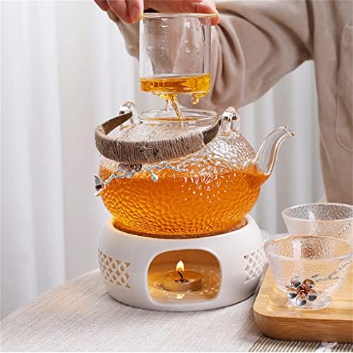 N / A japon tarzı bitkisel çay seti filtre ile sağlık çiçek demlik mum ısıtma çay ocağı restoran meyve demlik (Renk: