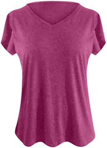 lczıwo Yaz Bluzlar Kadınlar için Katı Petal Kısa Kollu V Boyun Gevşek Fit Günlük Temel T-Shirt Tunik Üstleri