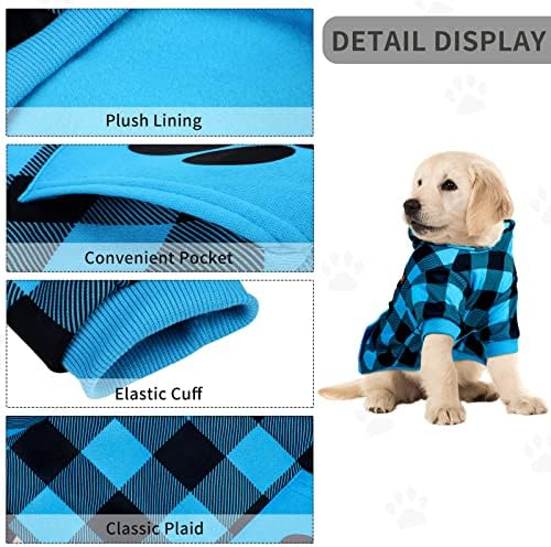 Pedgot Mavi ve Siyah Ekose Köpek Hoodie Pet Giyim Kazak Şapka ile Köpekler için Pet sıcak tutan kaban Kapüşonlu Sweatshirt