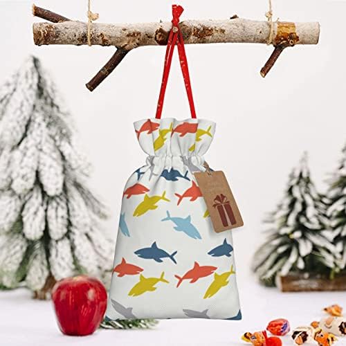 Drawstrıngs noel hediyesi Çanta Renkli-Küçük-Köpekbalıkları Hediyeler Ambalaj Poşetleri Noel Hediyesi Ambalaj Çuval