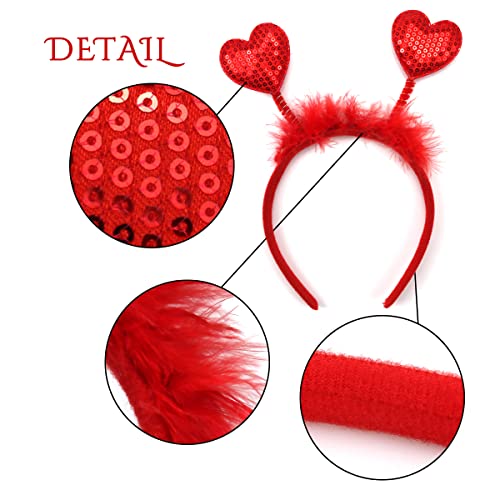 HOXİEYA sevgililer Günü Saç Bantları Kırmızı Glitter Kalp Saç Bantları Tatil Parti Hediye Sevgililer Dekorasyon Malzemeleri