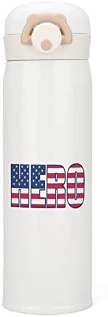 Amerikan Kahraman Bayrağı Yalıtım Su Şişesi Paslanmaz Çelik Vakum Yalıtımlı Spor Kupası Açık Seyahat Kamp için 350ML