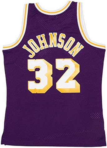 Mitchell & Ness Magic Johnson 32 Çoğaltma Swingman NBA Forması Los Angeles Lakers HWC Basketbol Triko Mor