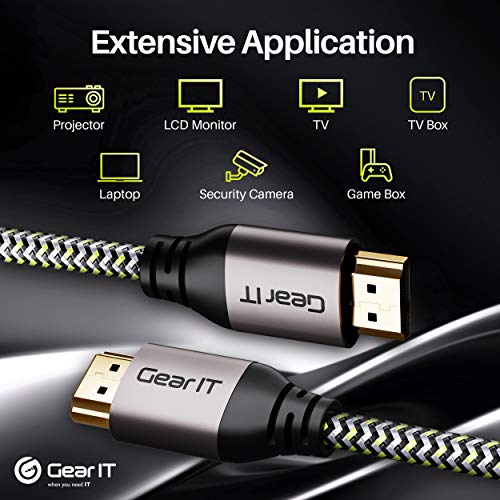 GearIT 4K HDMI Kablosu, (2'li Paket / 0,75 ft / 0,22 m) Yüksek Hızlı HDMI 2.0 b, 4K 60hz, 3D, ARK, HDCP 2.2, HDR,
