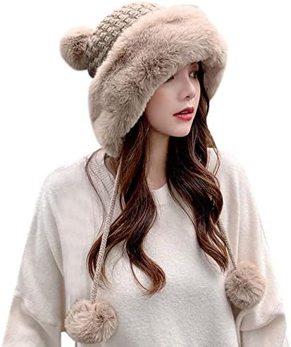 Kış Ponpon Şapka Kadınlar için Örgü Bayan dantel şapka Sıcak Kova Açık kulak koruyucu şapka Tam Kafa Kış Şapka
