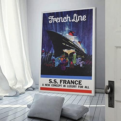 ToMart Fransız Hattı SS Fransız Lüks Cruise Poster Vintage Sanat Tuval Baskı Hediye Tuval Boyama Duvar sanat posterleri