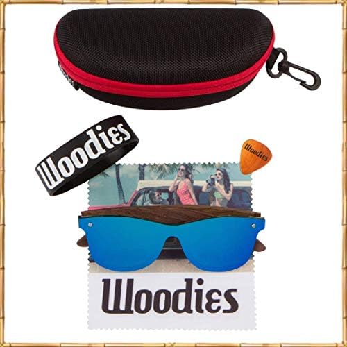 Woodies Boy Düz Lens Aynalı Ceviz Ahşap Polarize Güneş Gözlüğü Erkekler ve Kadınlar için/ UVA / UVB Koruma