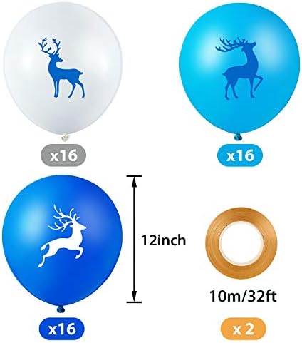 Buck Geyik Parti Balonlar Set, İçerir 48 Parça Mavi Buck Geyik Balon ve 2 Rolls Altın Bant için Bebek Duş Doğum Günü