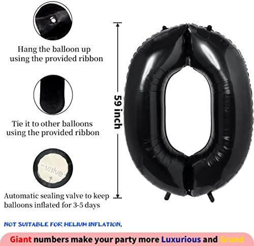 65 inç Dev Siyah 4 Numara Balon, 4 yaş Çocuk Doğum Günü Partisi için Büyük Folyo Balonlar, Bebek Duşu ve Kutlama Temalı