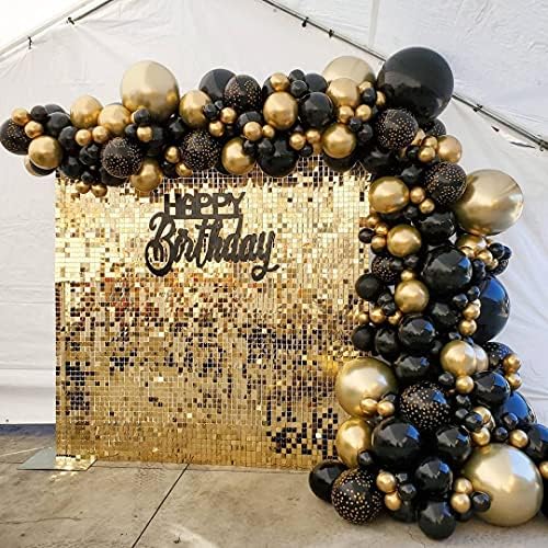 BALONAR 136 Adet DIY Altın ve Siyah Garland Balonlar Kitleri ile 18/10/5 / İnç Metalik Krom Balonlar Doğum Günü Partisi