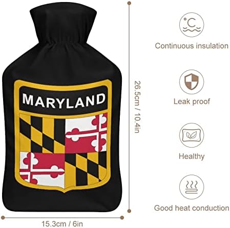 Maryland Bayrağı Sıcak Su Şişesi Yumuşak Kapaklı Sıcak Su Torbası El Ayak Boyun Omuz İsıtıcı
