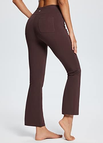 BALEAF kadın Pamuk Yoga Pantolon, 6 Cepler, Rahat Bootcut Flare Tayt Streç Rahat Salonu Seyahat Pantolon