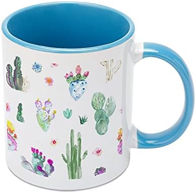 Kaktüs Desen Seramik Kahve Kupa ile Renk İçinde Ve Kolu çay bardağı için Kadın Erkek mavi-tarzı