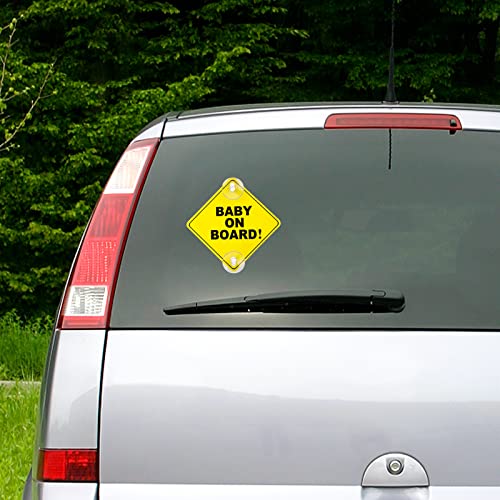 cobee Baby on Board Araba Uyarı İşaretleri, Çift Vantuzlu 2 Adet 5x 5 Güvenlik Araba İşareti, Araba Pencere Sarılmak